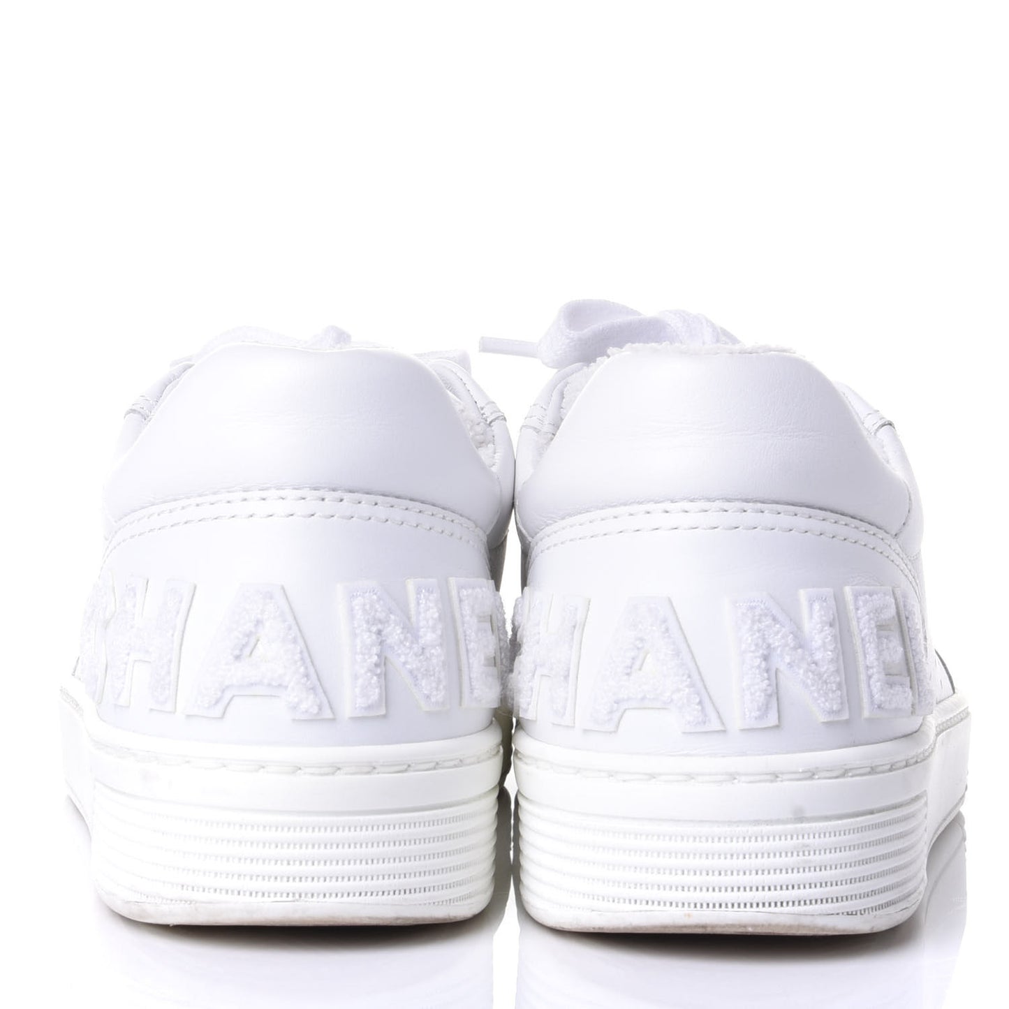 Calfskin Womens Logo Sneakers 38 White