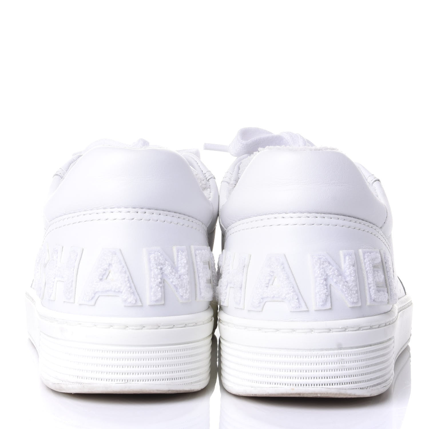 Chanel Calfskin Womens Logo Sneakers 38 White 6 of 10