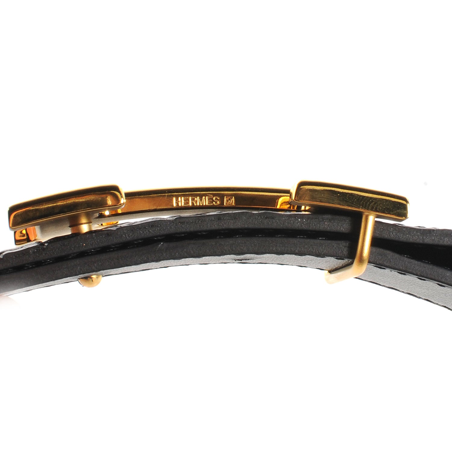 Hermes Matte Porosus Crocodile 32mm Martelee H Buckle Belt Noir 80 5 of 6