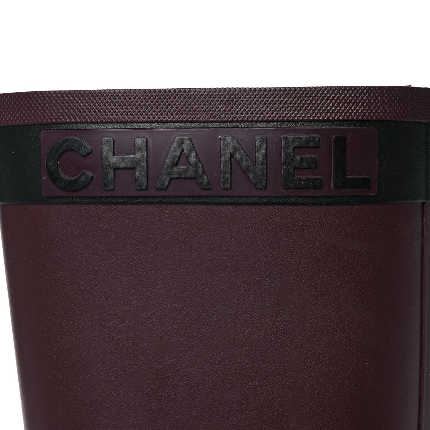 Chanel Rubber Logo Rain Boots 36 Burgundy Black 7 of 9