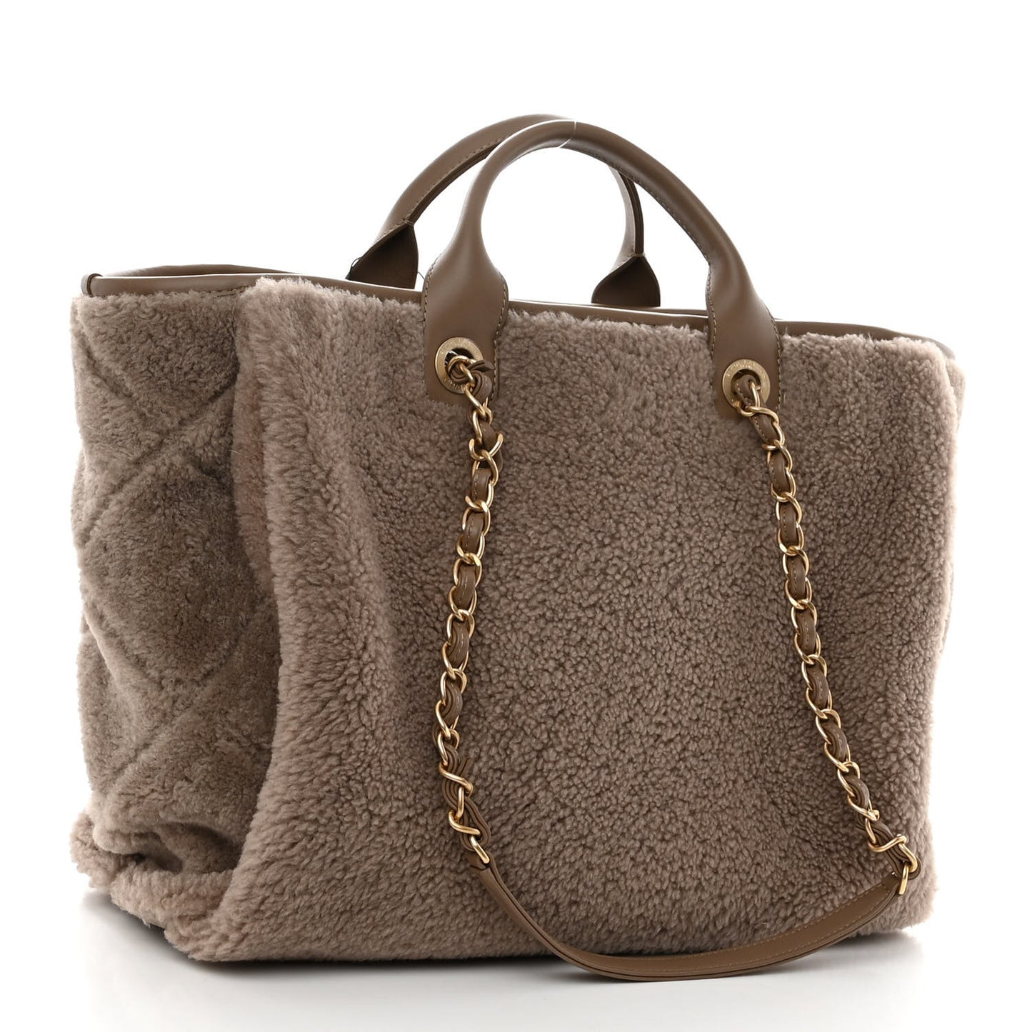 Shearling Lambskin Medium Deauville Tote Brown