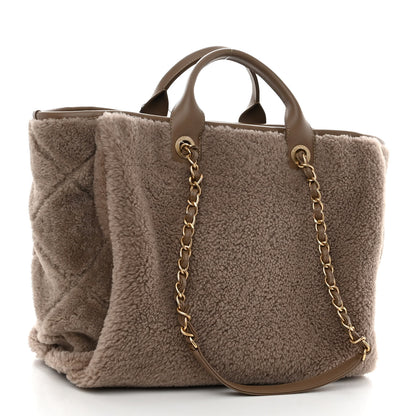 Chanel Shearling Lambskin Medium Deauville Tote Brown 4 of 11