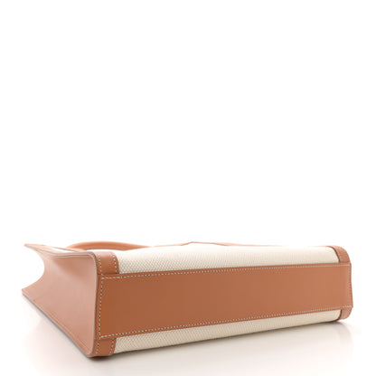 Celine Canvas Calfskin Logo Print Small Vertical Cabas Natural Tan 4 of 11