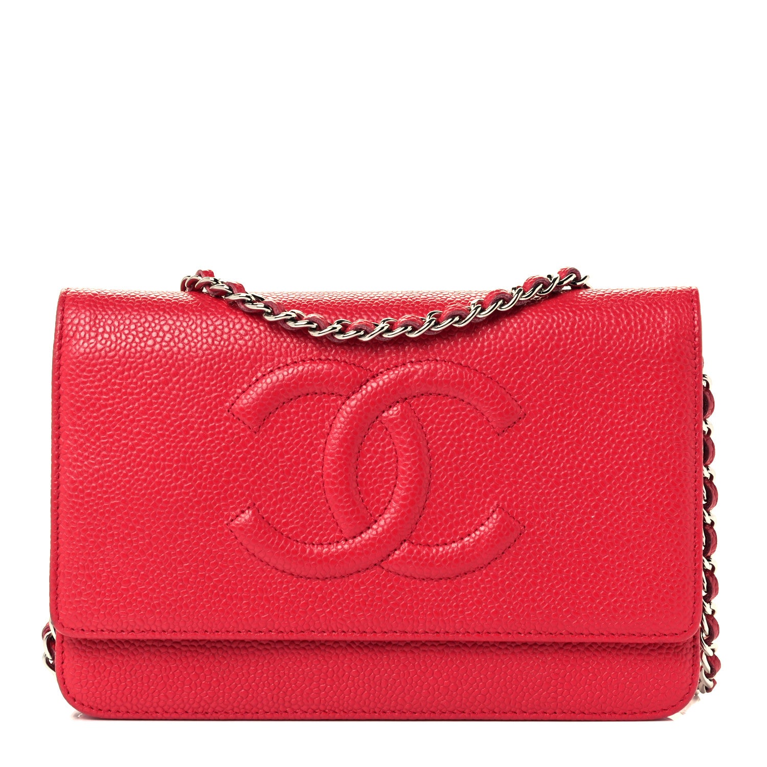 Chanel Caviar Timeless CC Wallet On Chain WOC Red 1 of 10