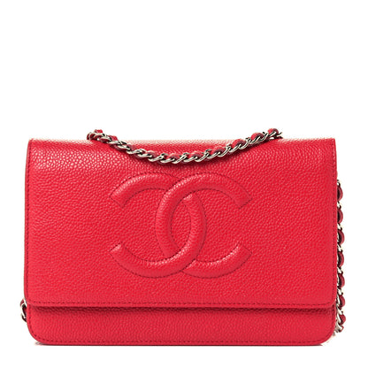 Chanel Caviar Timeless CC Wallet On Chain WOC Red 1 of 10