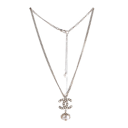 Chanel Chain CC Pearl Drop Necklace Gold 3 of 7