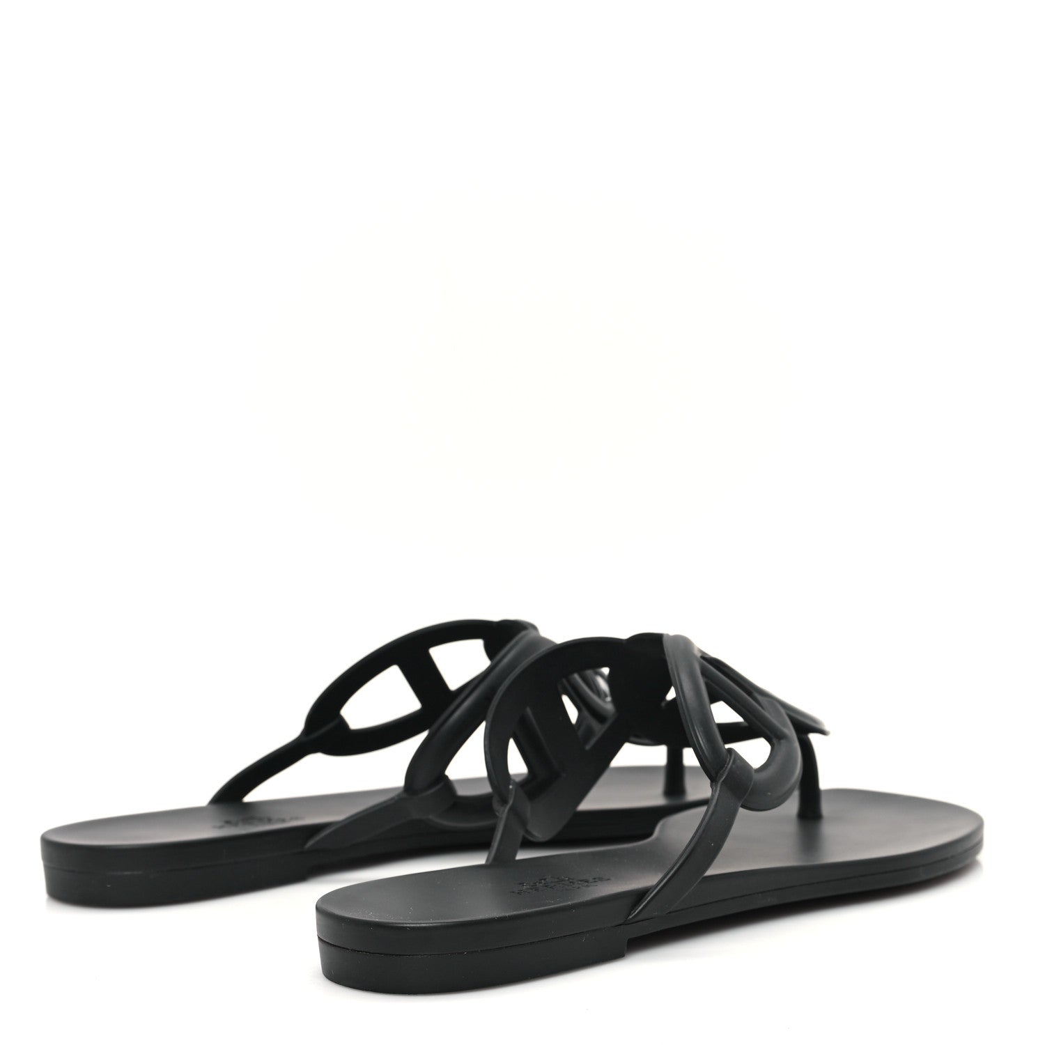 Hermes Rubber Womens Egerie Sandals 38 Black 5 of 10