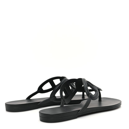 Hermes Rubber Womens Egerie Sandals 38 Black 5 of 10