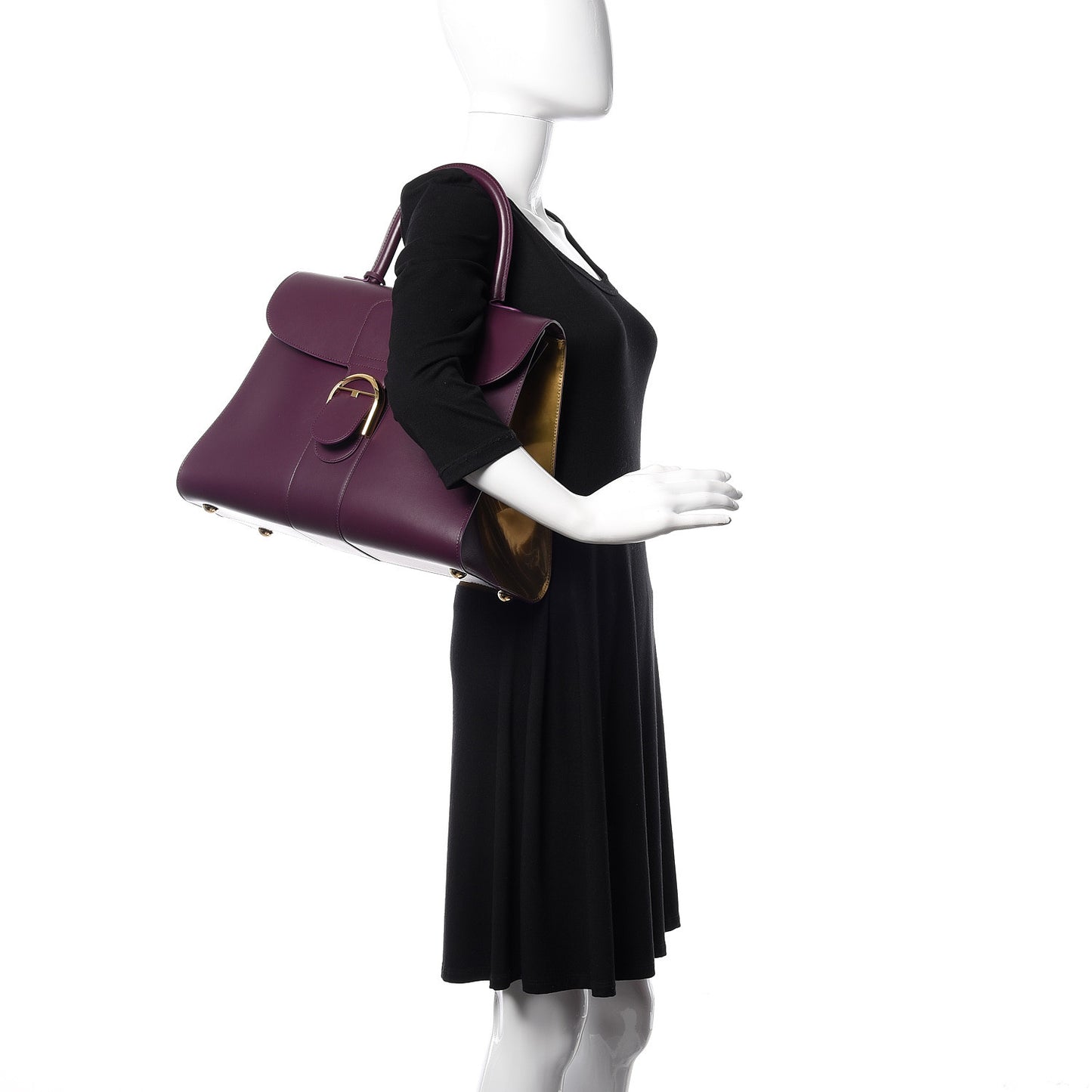 Box Calfskin Vernis GM Brillant Biface Satchel Prune
