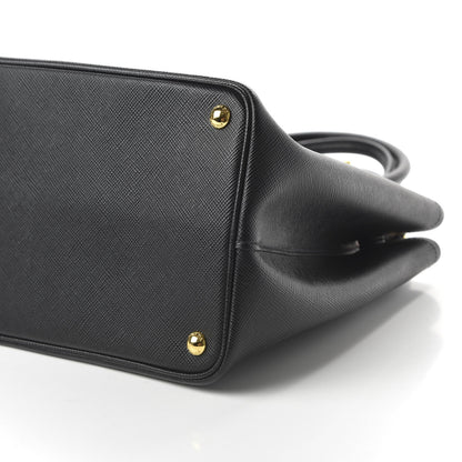 Prada Saffiano Cuir Large Double Bag Black Mughetto 7 of 9