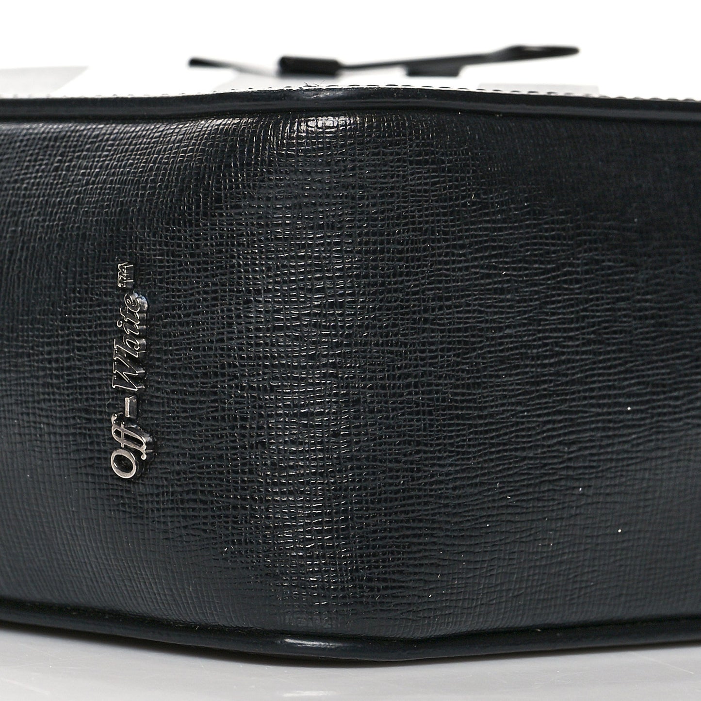 Saffiano Striped Diag Binder Belt Bag Black White