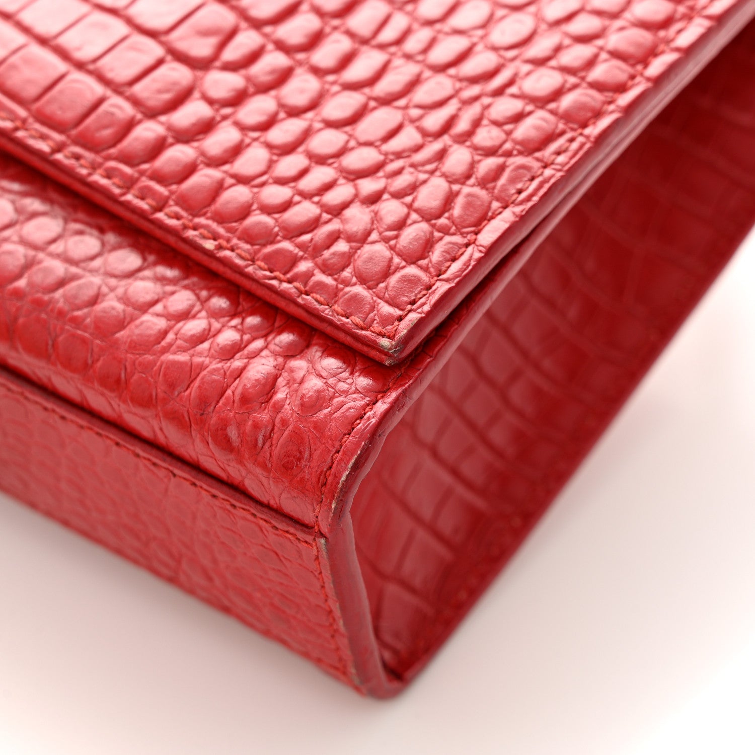 Saint Laurent Calfskin Crocodile Embossed Medium Classic Monogram Kate Tassel Satchel New Red 10 of 11