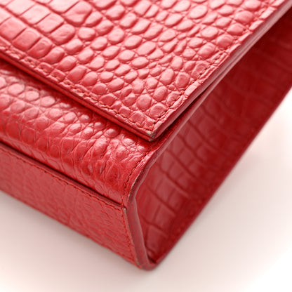 Saint Laurent Calfskin Crocodile Embossed Medium Classic Monogram Kate Tassel Satchel New Red 10 of 11