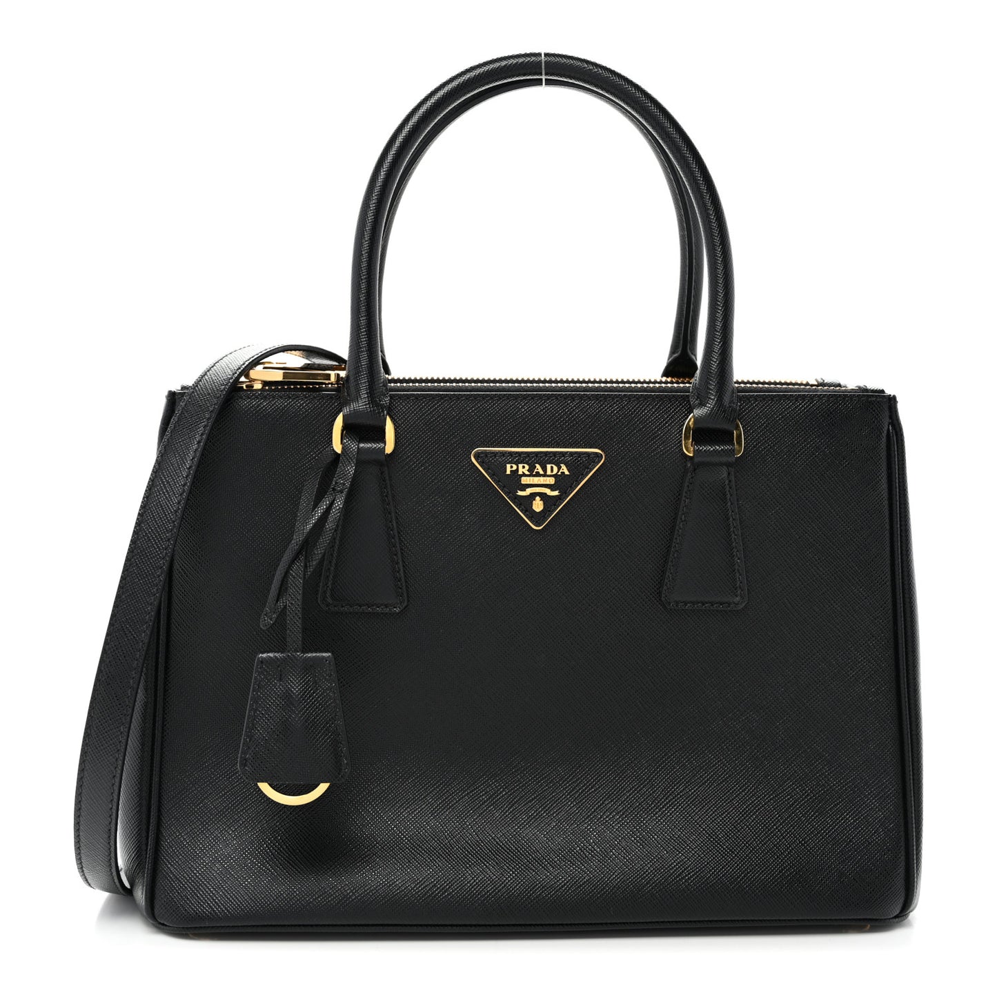 Saffiano Small Galleria Double Zip Tote Black