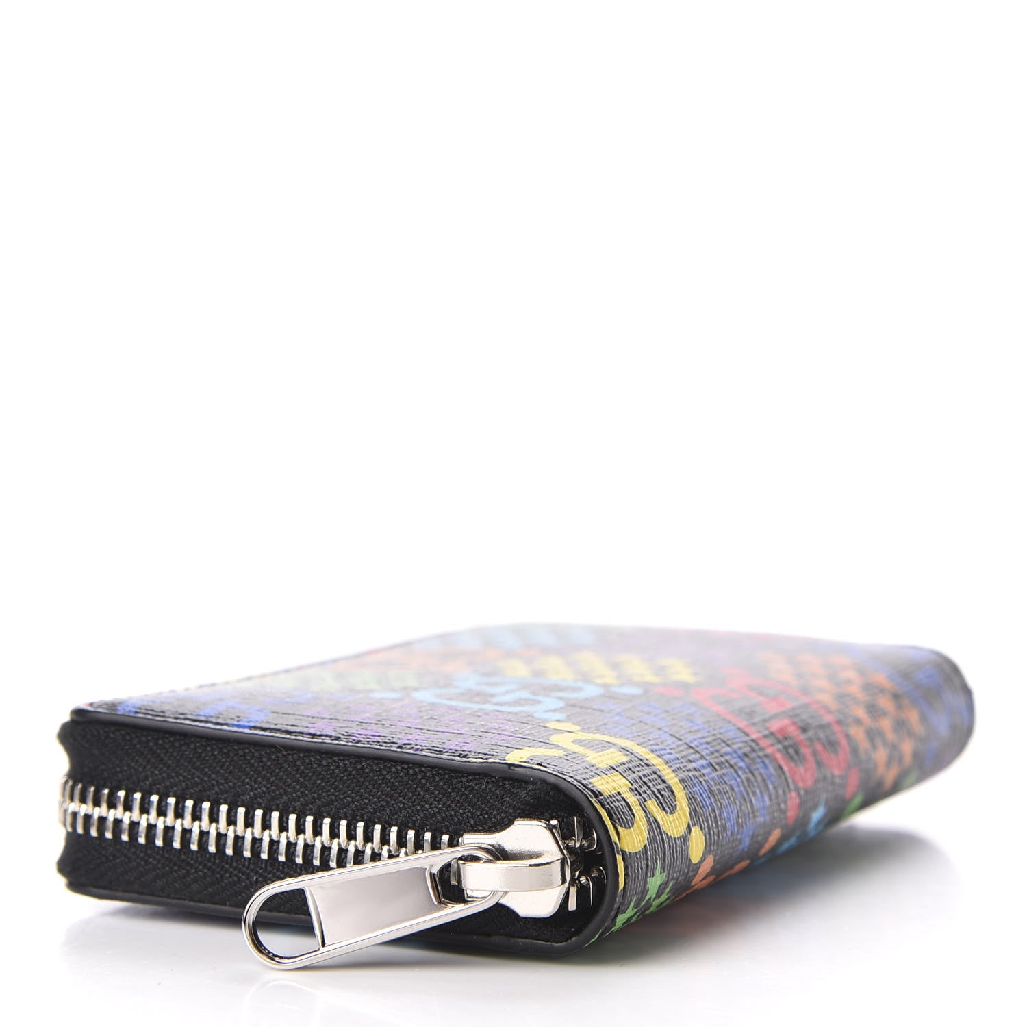Gucci GG Supreme Monogram Psychedelic Zip Around Card Case Wallet Black 3 of 6