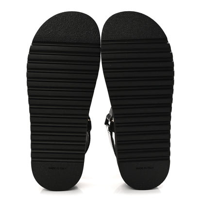Chanel Lambskin Logo Platform Sandals 38 Black White 6 of 9
