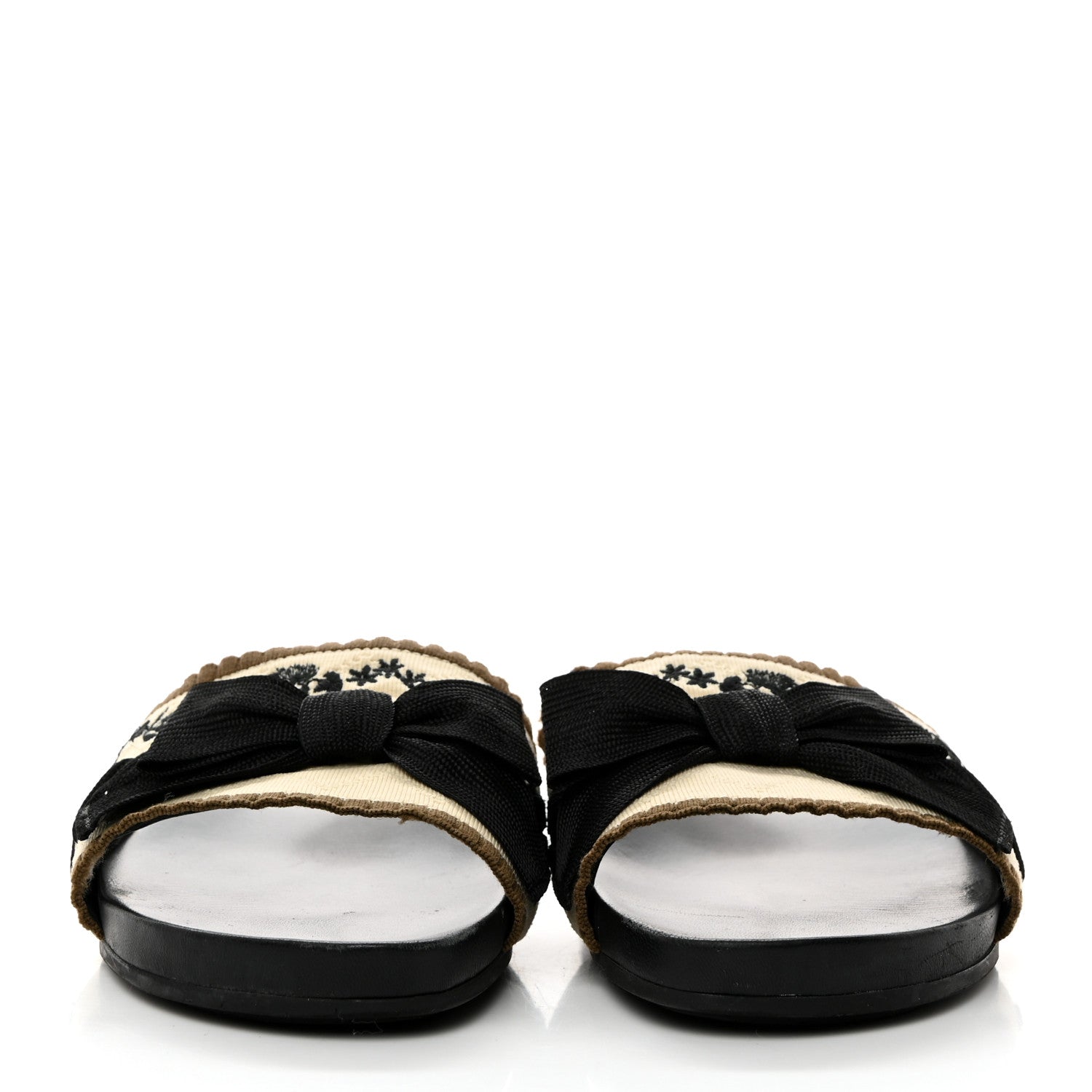 Fendi Knit Bow Flat Slide Sandals 37 Black Grezzo 2 of 9
