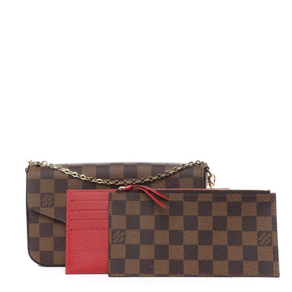 Louis Vuitton Damier Ebene Pochette Felicie Chain Wallet 3 of 15