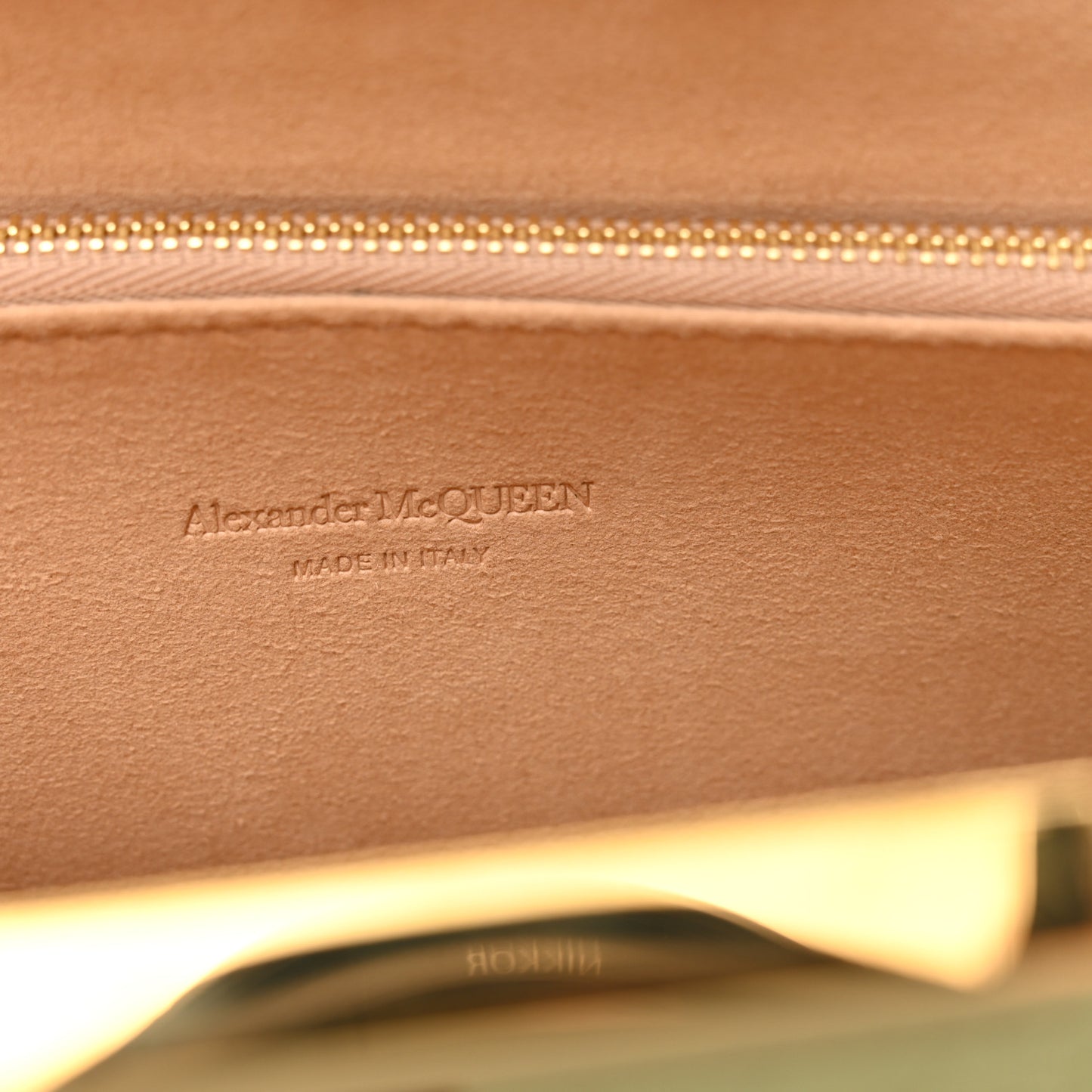 Calfskin Crocodile Embossed Knuckle Flat Clutch Sage