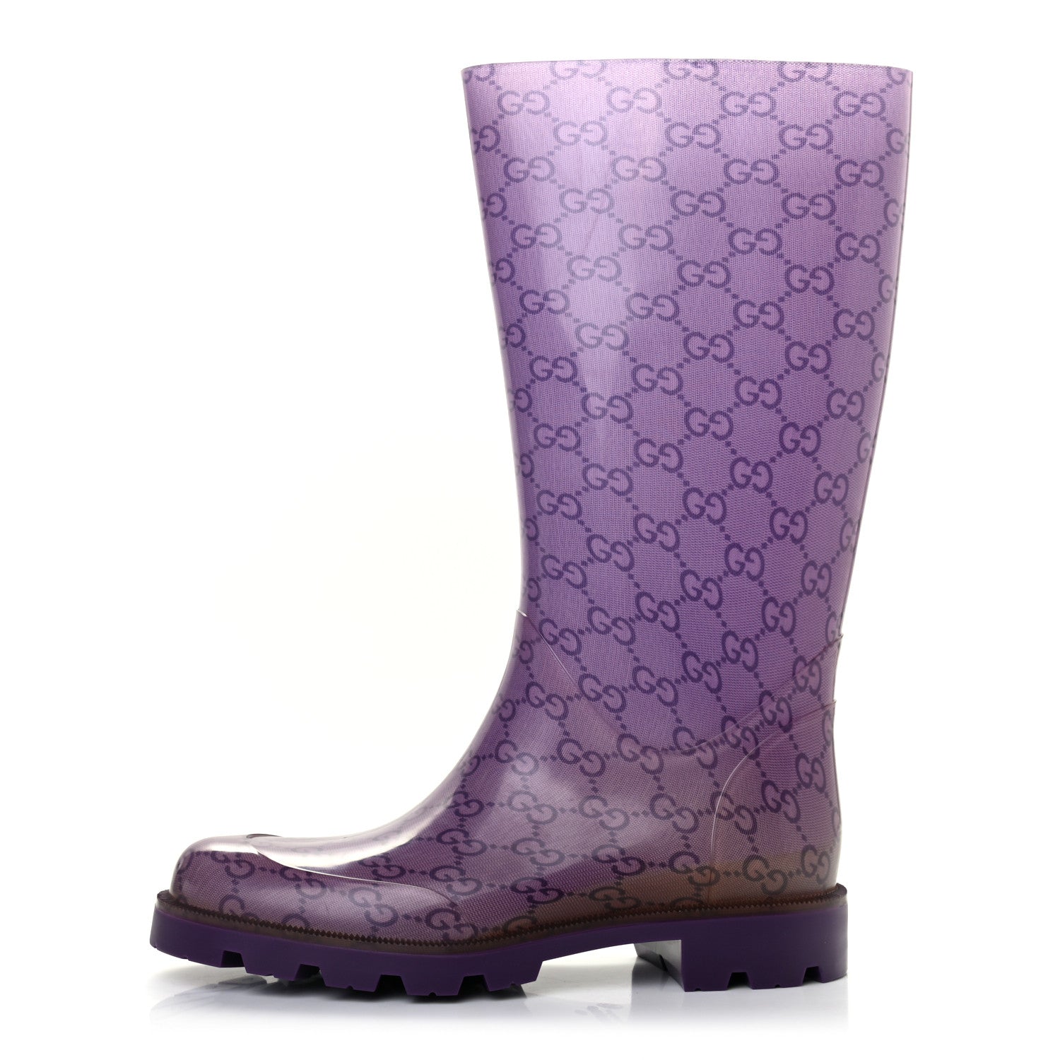 Gucci Rubber Monogram Edinburg Rain Boots 36 Transparent Grape Royal 1 of 8