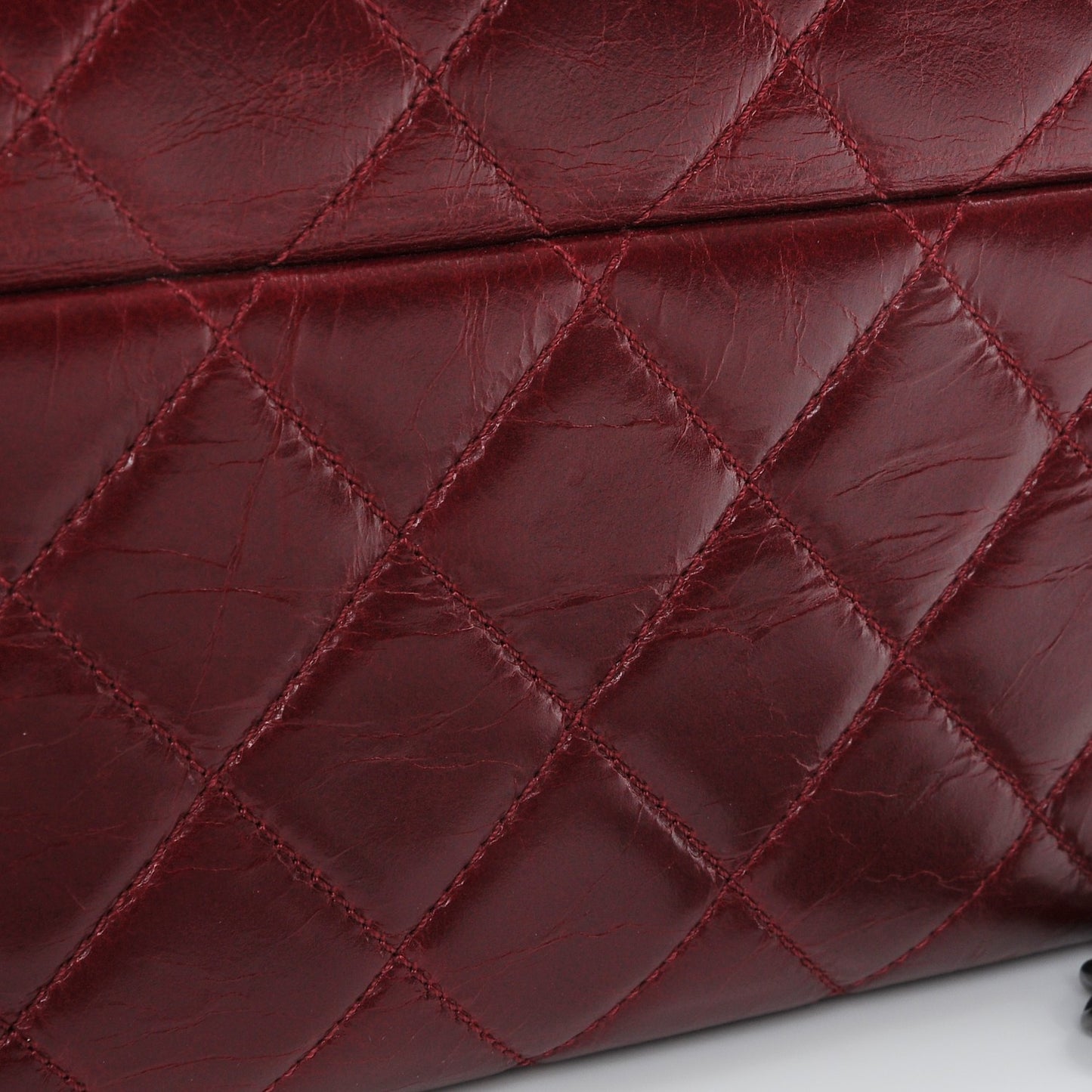 Glazed Calfskin Quilted Medium Duo Color Flap Dark Red