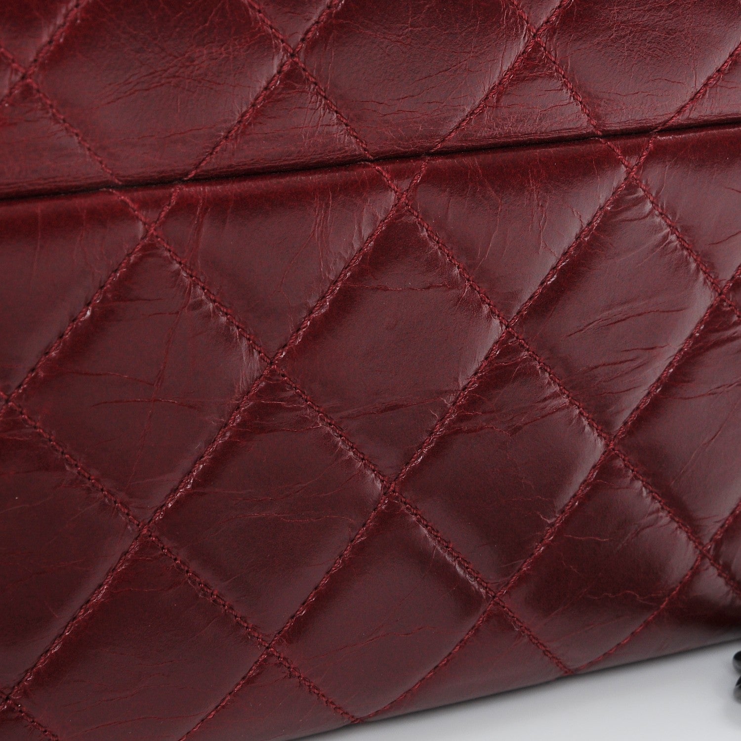 Chanel Glazed Calfskin Quilted Medium Duo Color Flap Dark Red 8 of 13
