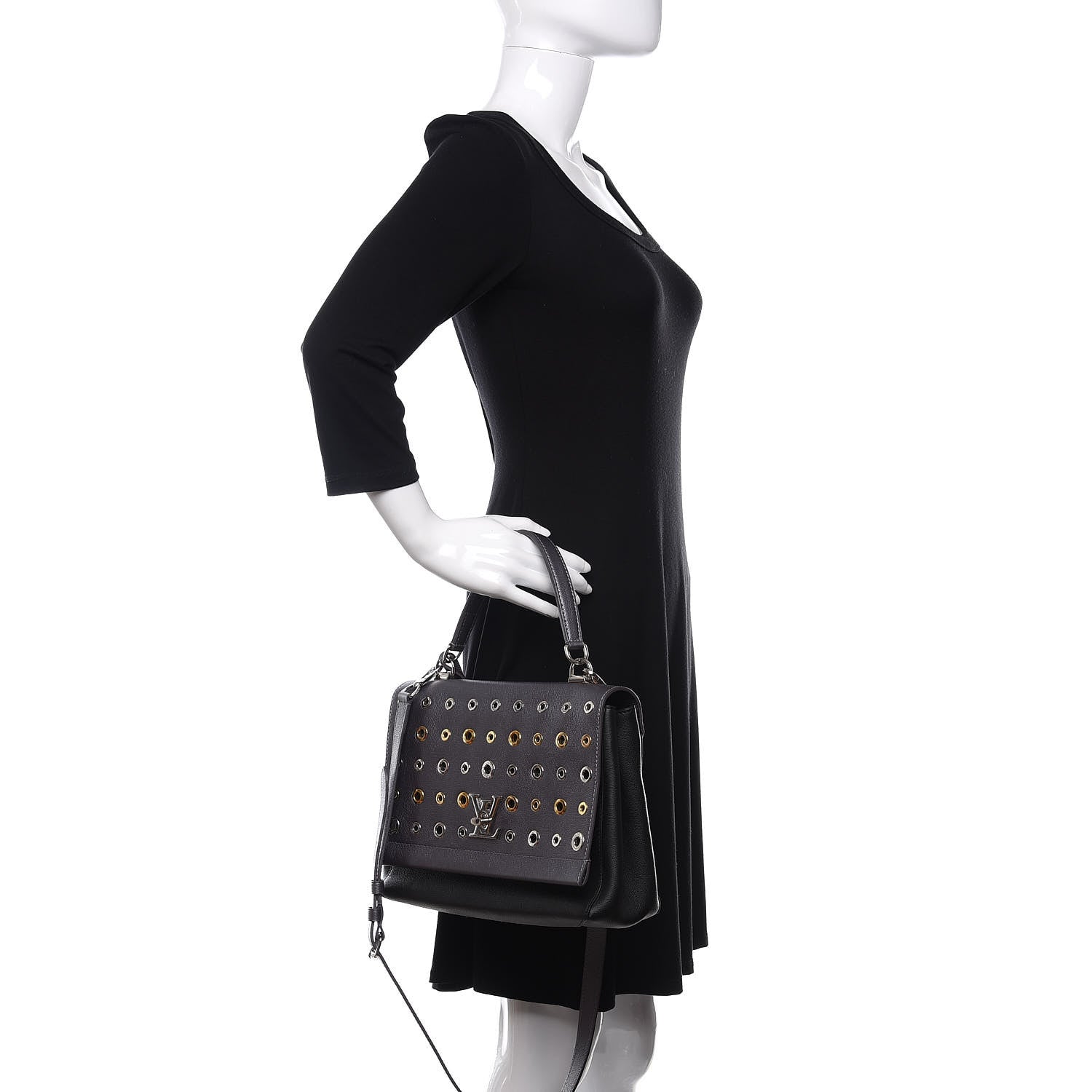 Louis Vuitton Soft Calfskin Eyelet Lockme II Top Handle Gris Silver 3 of 10