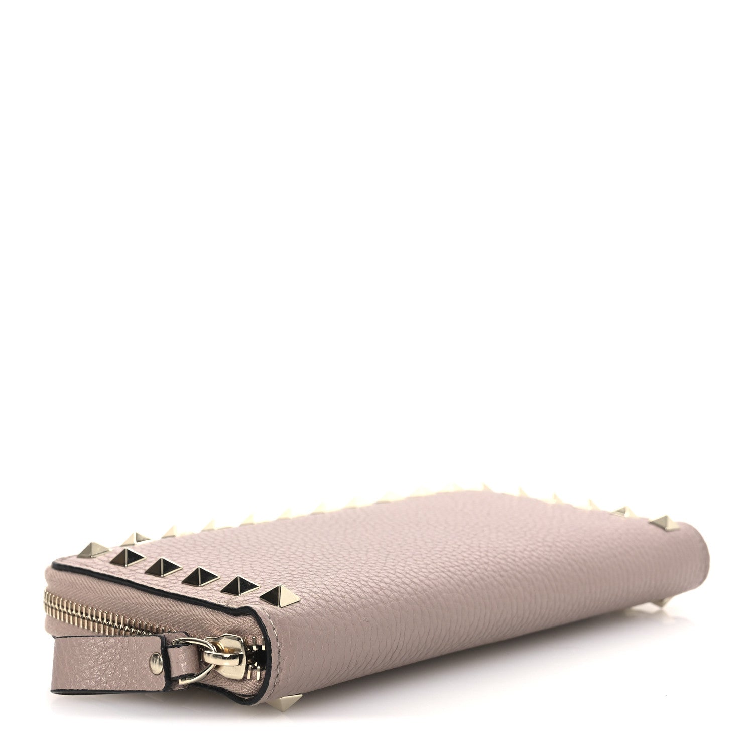 Valentino Garavani Pebbled Calfskin Rockstud Zip Around Wallet Poudre 4 of 6
