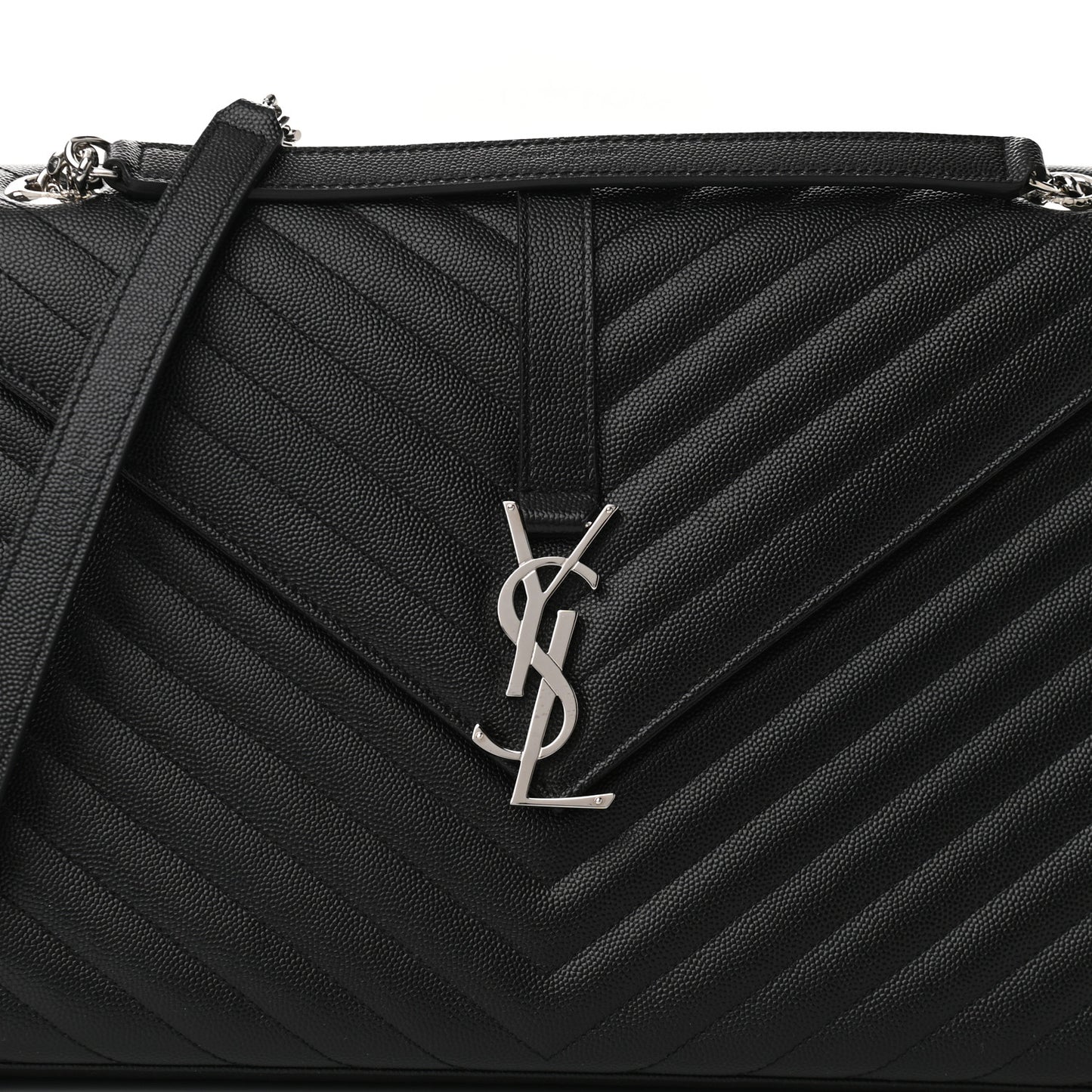 Grain De Poudre Matelasse Chevron Large Monogram Satchel Black