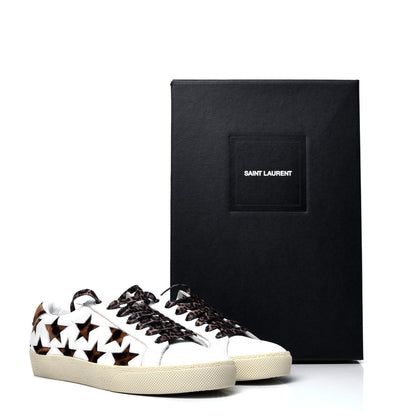 Saint Laurent Calfskin Pony Hair Star Court Sneakers 35 White 9 of 9