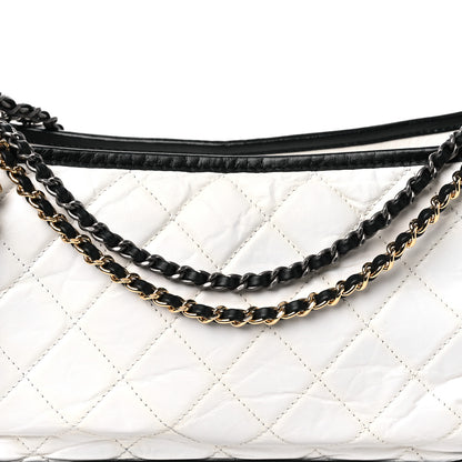 Chanel Aged Calfskin Quilted Medium Gabrielle Hobo Black White 8 of 10