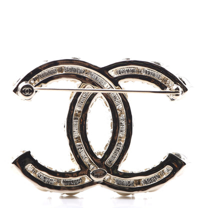 Chanel Crystal Pearl CC Dazzling Domino Brooch Gold 3 of 4