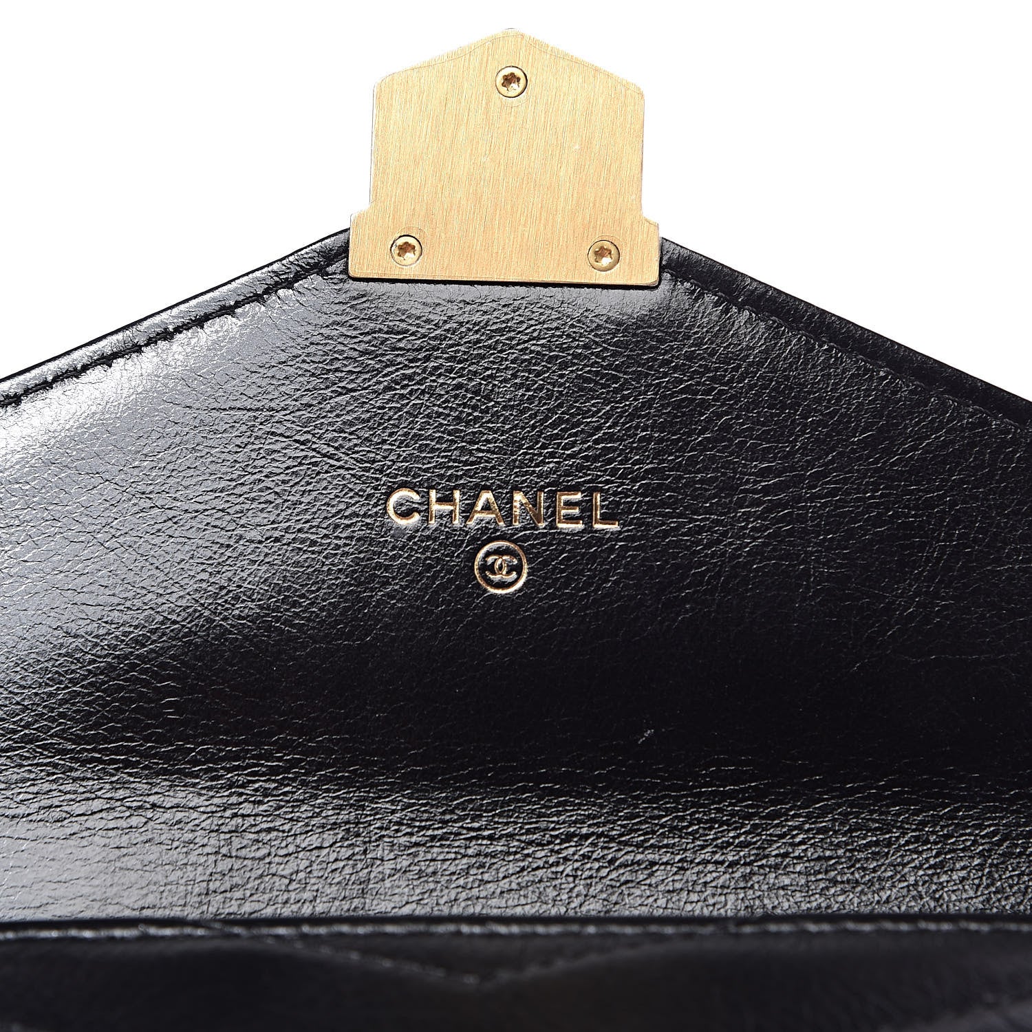 Chanel Calfskin Chevron Quilted Medal Flap Wallet Black 6 of 11