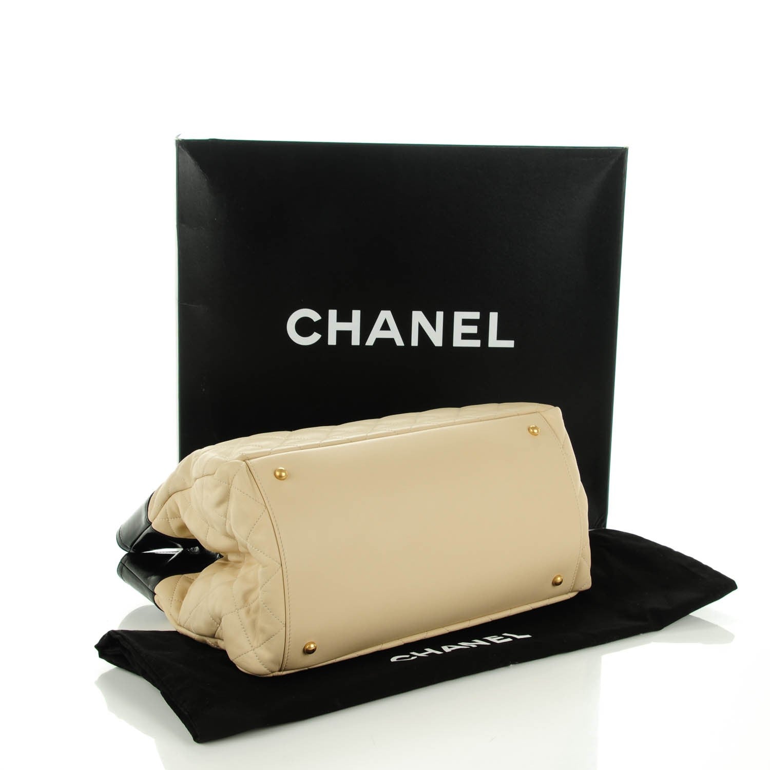 Chanel Calfskin Quilted In The Mix Shopping Tote Beige Black 4 of 8