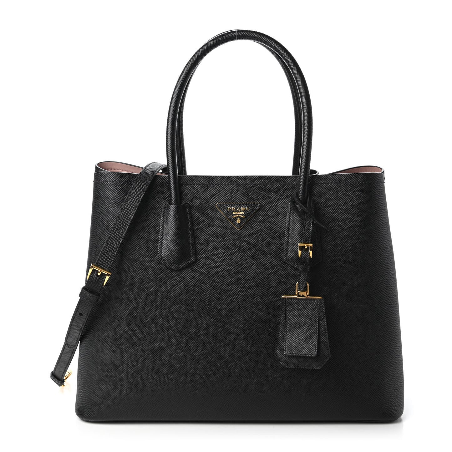 Saffiano Cuir Large Double Bag Black Mughetto