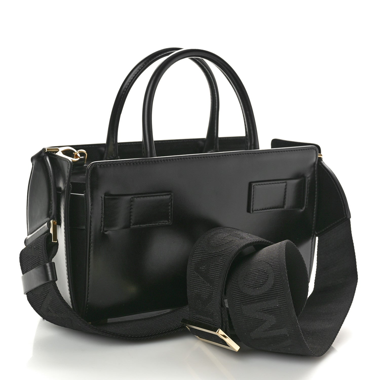 Salvatore Ferragamo Brushed Off Calfskin Small Gancini Buckles Tote Bag Black 3 of 10