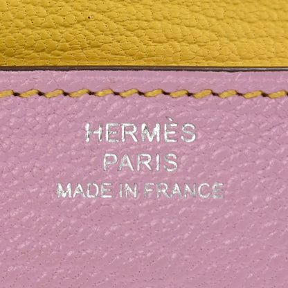 Hermes Chevre Mysore Mini Clic Card Holder Mauve Sylvestre Jaune de Naples 6 of 6