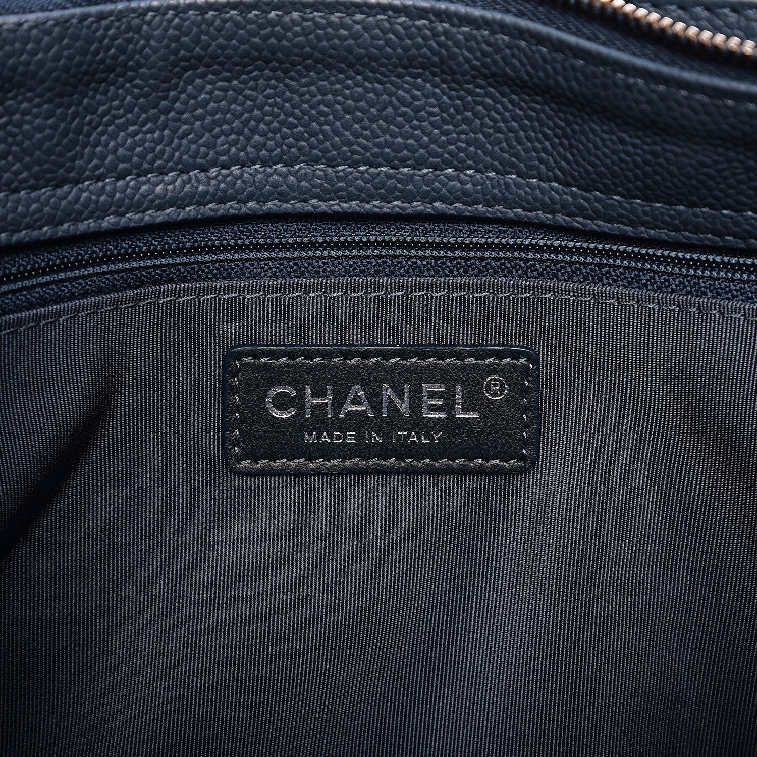 Chanel Caviar Quilted Medium Rock In Rome Tote Blue 15 of 19