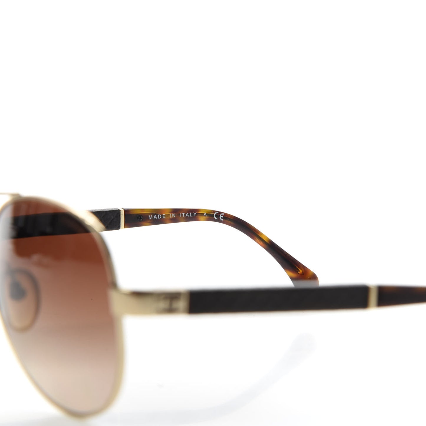 Lambskin Quilted CC Aviator Sunglasses 4195-Q Brown Gold