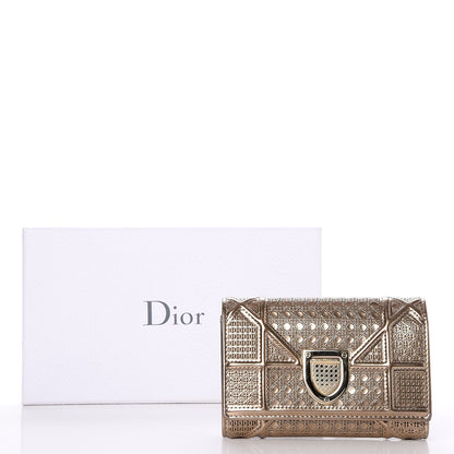Christian Dior Metallic Patent Micro-Cannage Diorama Elancee Wallet Gold 8 of 8