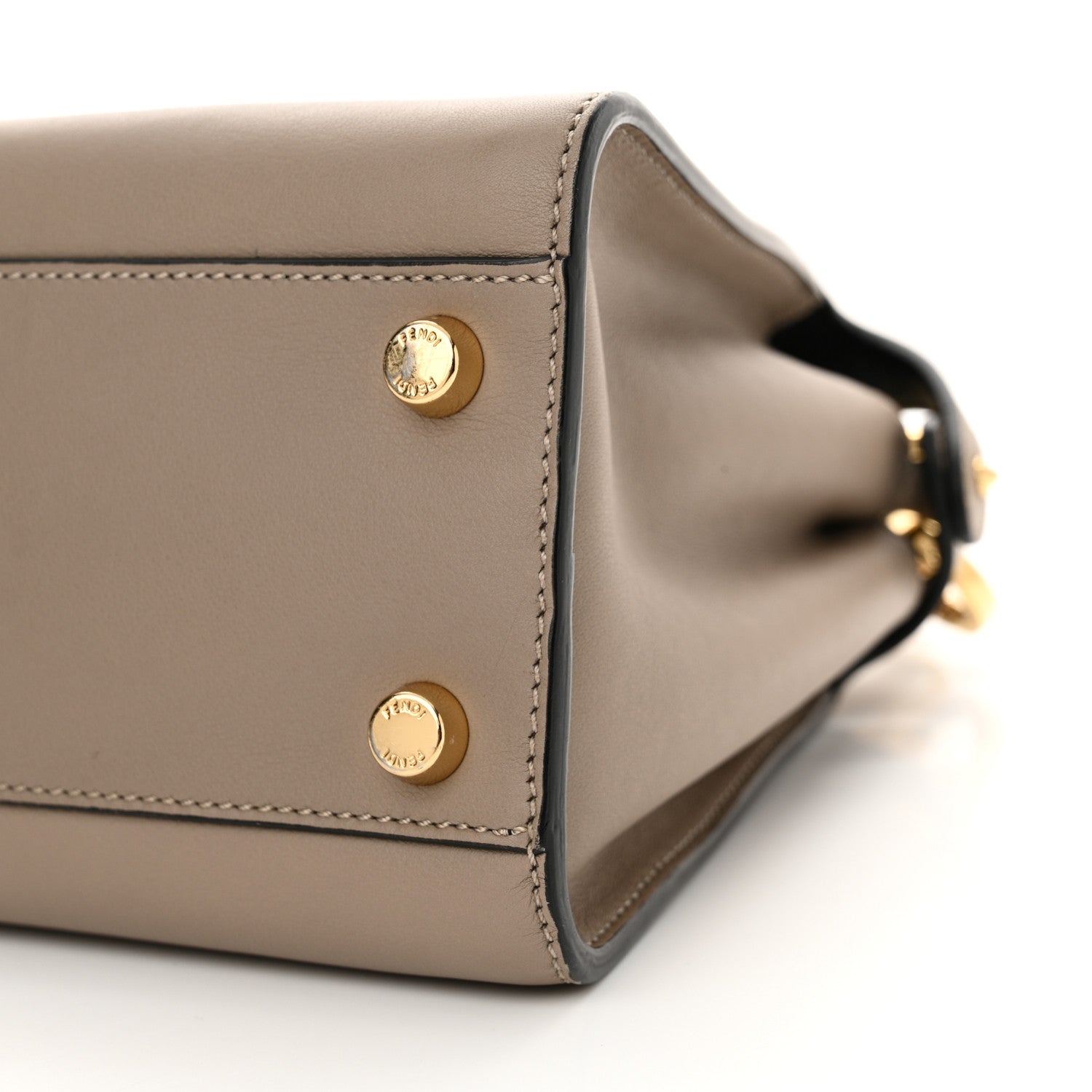 Fendi Vitello Tahiti Burro Medium Peekaboo Iconic Essentially Satchel Tortora Black 10 of 12