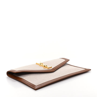 Saint Laurent Canvas Uptown Pouch Natural Beige Brick 4 of 7