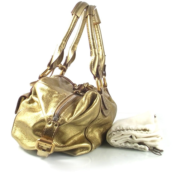 Leather Paddington Front Pocket Tote Gold