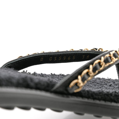Chanel Lambskin CC Chain Thong Sandals 35 Black 8 of 12