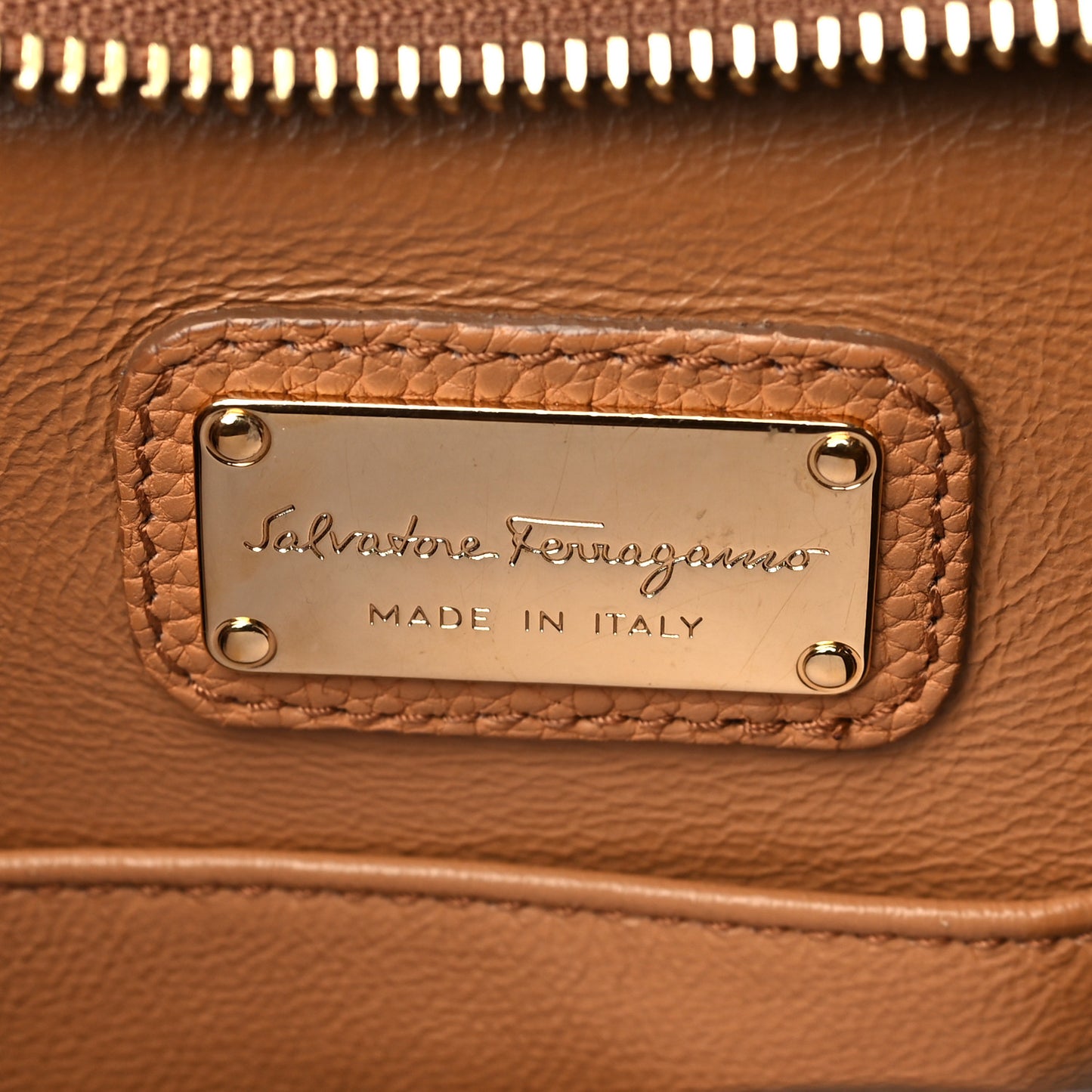 Grained Calfskin Sofia Satchel Brown