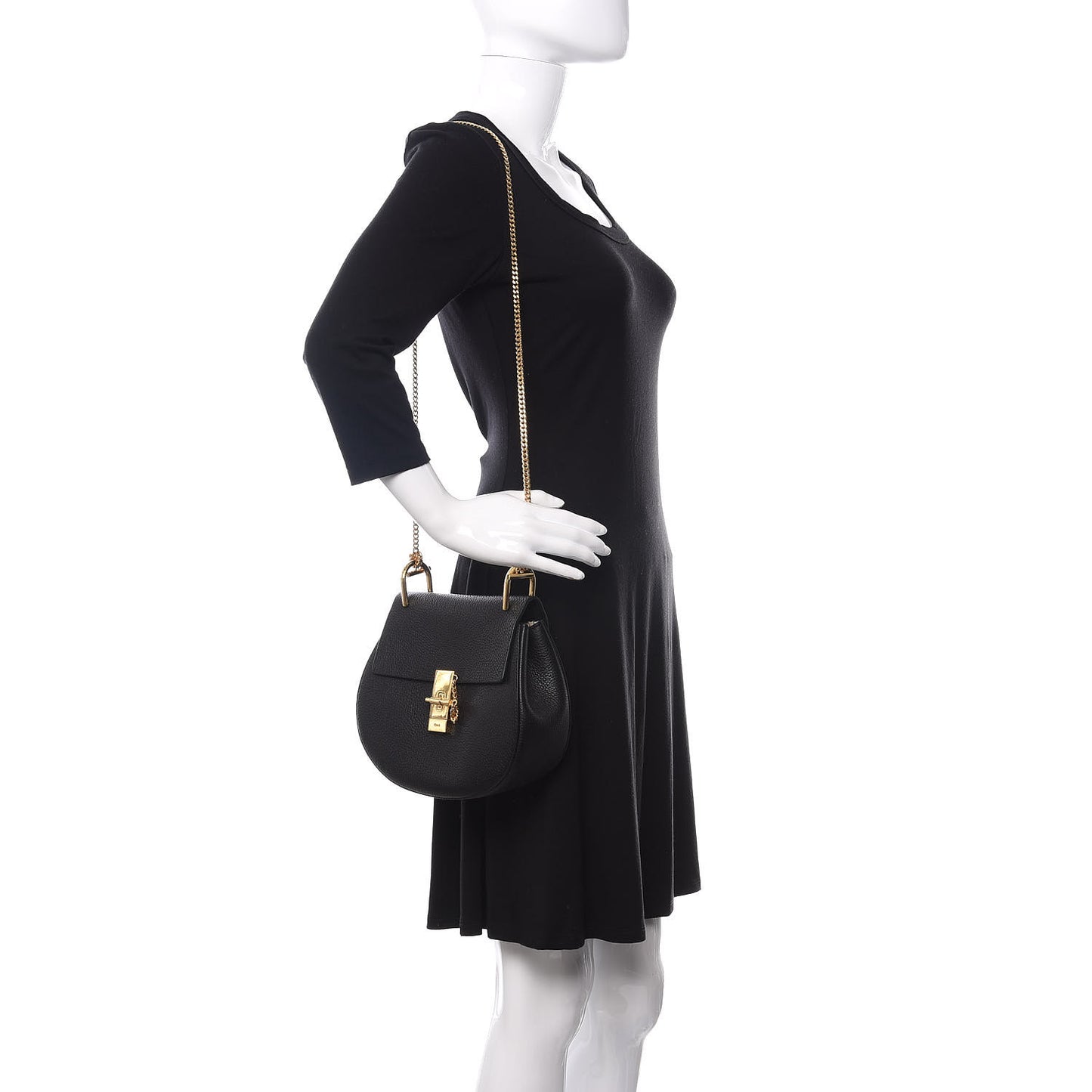 Grained Lambskin Drew Shoulder Bag Black