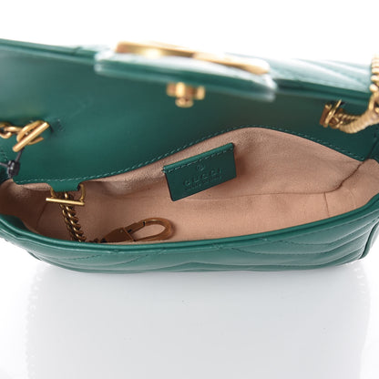 Gucci Calfskin Matelasse Super Mini GG Marmont Shoulder Bag Emerald Green 7 of 10