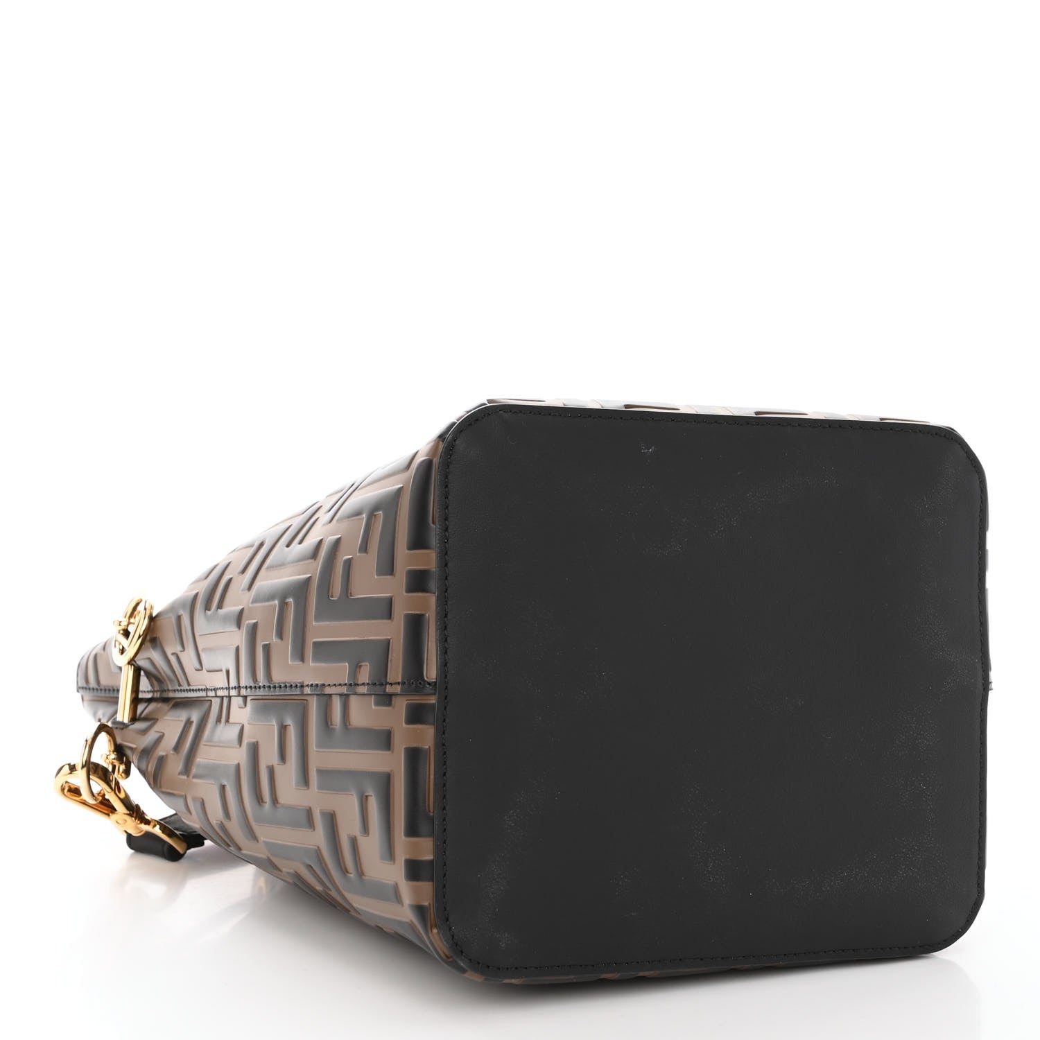 Fendi Vitello Grace F is Fendi Bi-Color FF 1974 Embossed Grande Mon Tresor Bucket Bag Maya Black Fragola 4 of 9