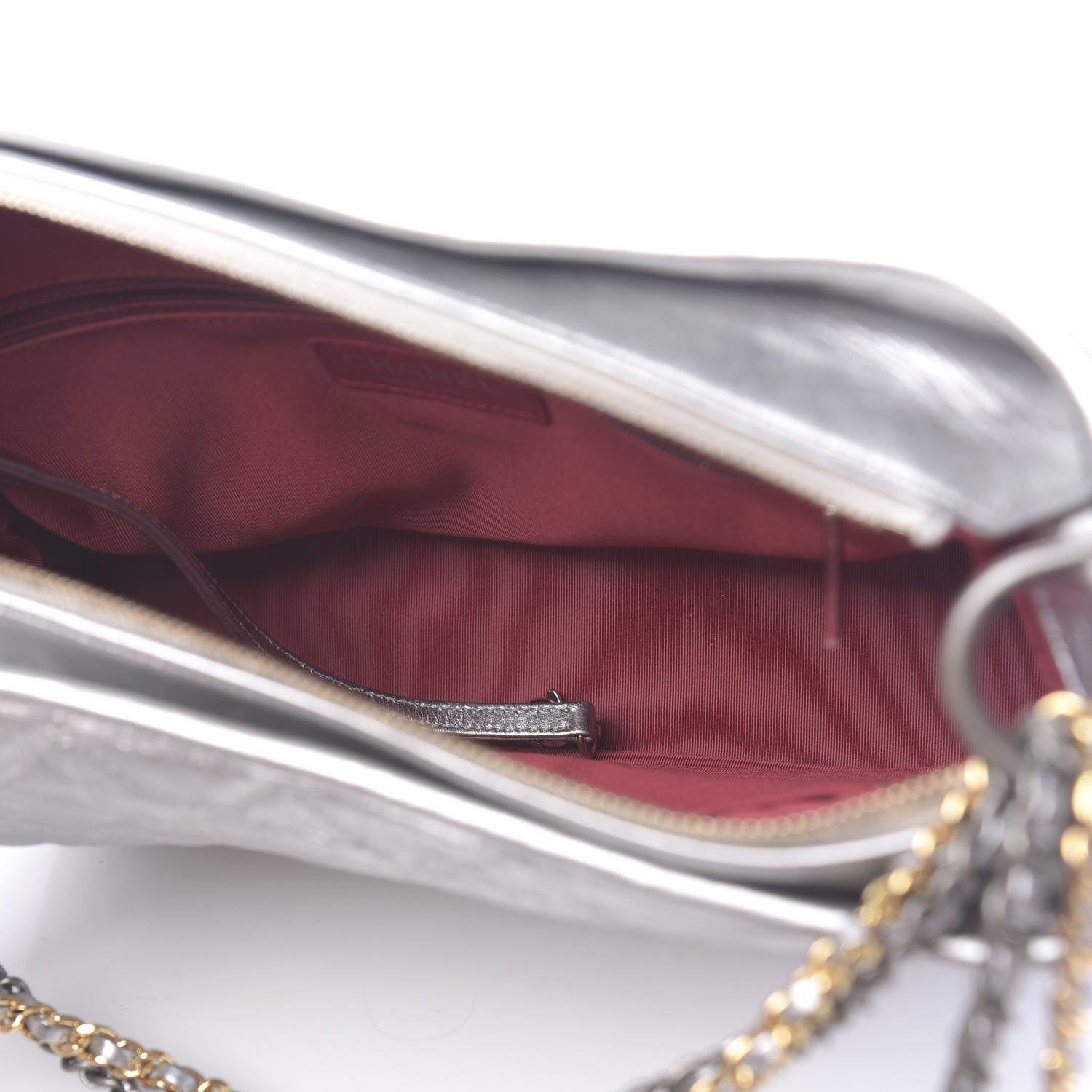 Chanel Metallic Lambskin Calfskin Quilted Medium Gabrielle Hobo Silver 5 of 12