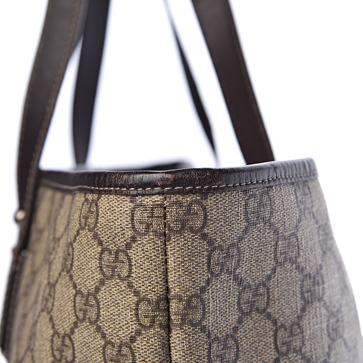 Gucci GG Supreme Monogram Large Zippered Shopping Tote Brown 9 of 13